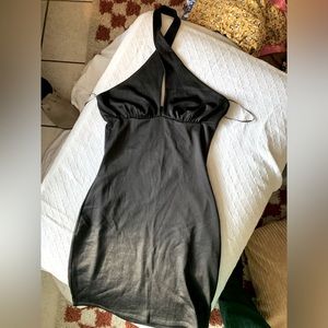 Little black dress with twisted halter top